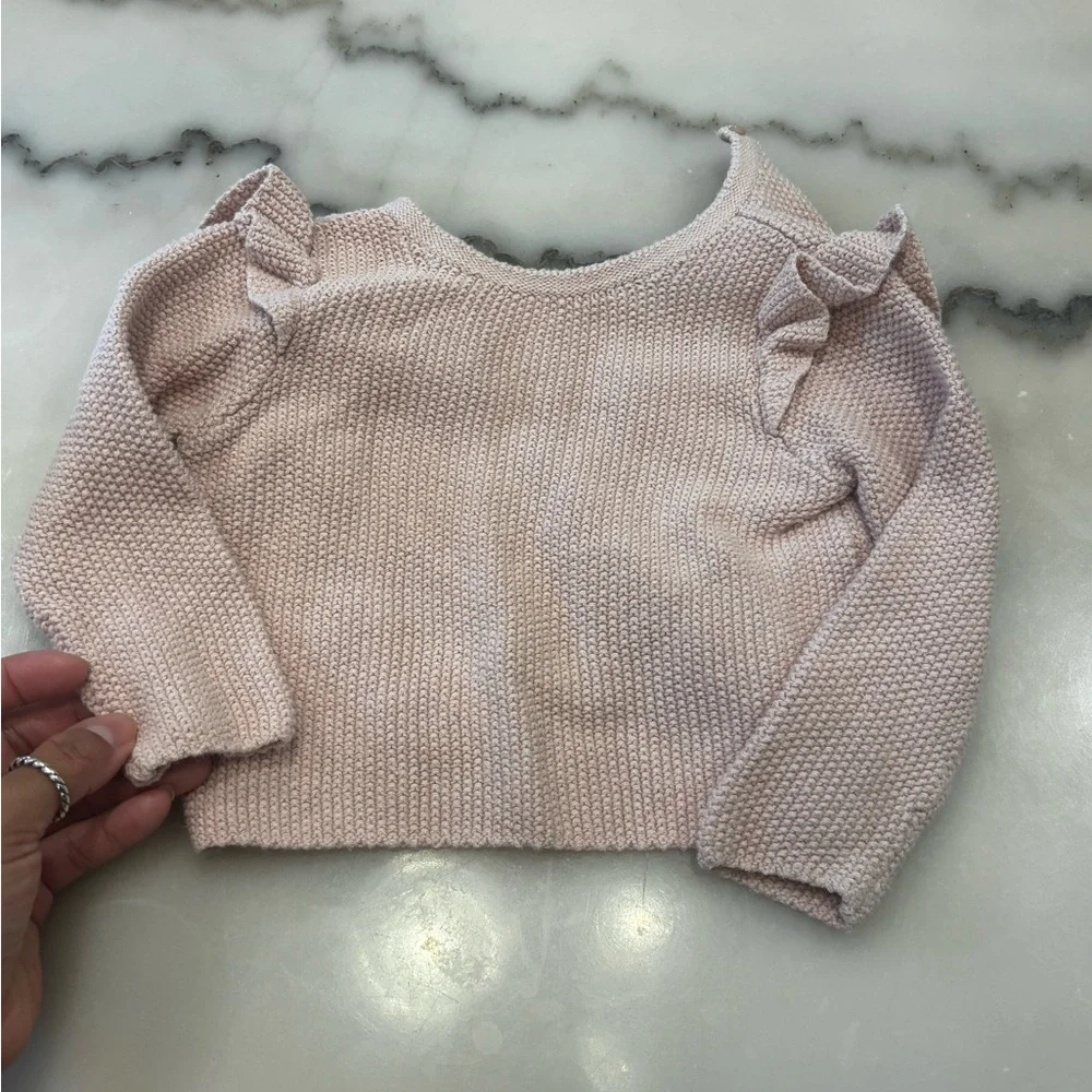 Pink Ruffle Knit Sweater - Picture 1 of 2